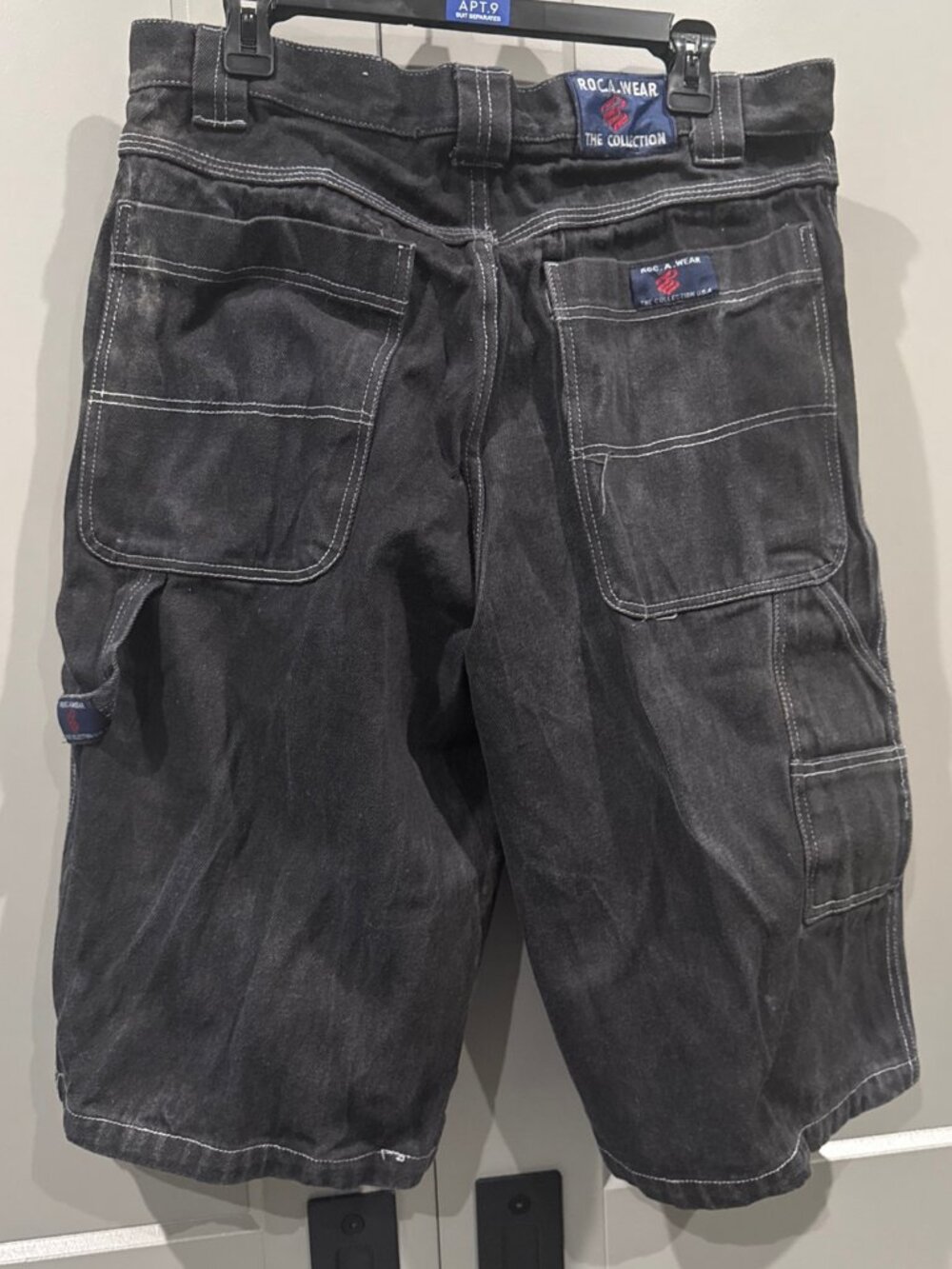 Rocawear Cargo Shorts Size 38 Black Y2K Baggy Hip Hop Streetwear